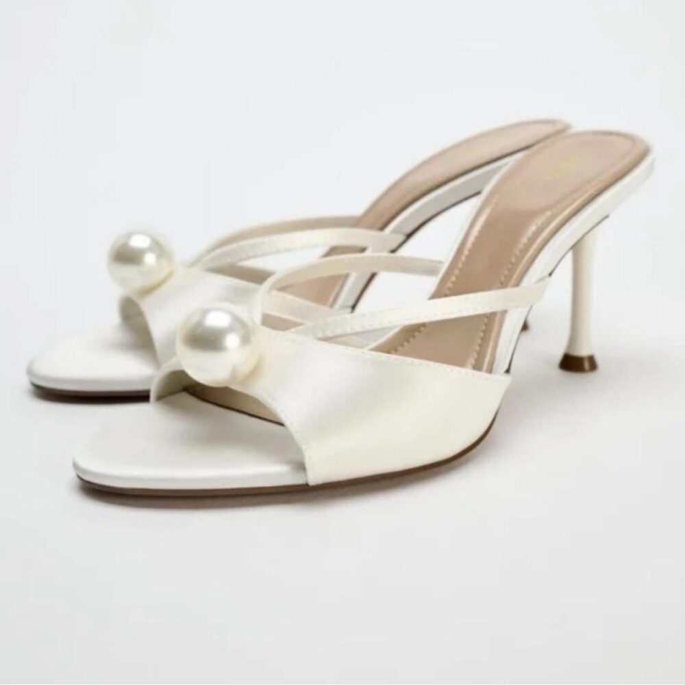Zara faux pearl heeled sandals